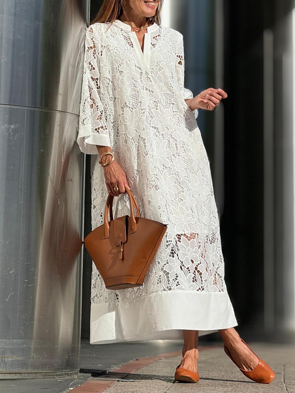 Erica | Beach Glam Flower V-Neck Midi Dress