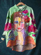 Lili | Oil Painting Women's Portrait Art Printed Women's Casual Shirt
