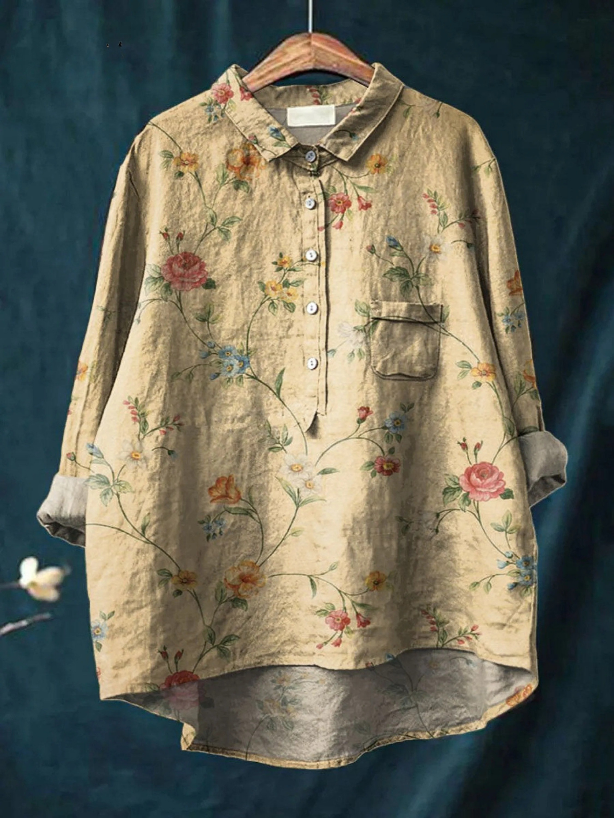 Elba | Women's Vintage Floral Art Print Casual Shirt