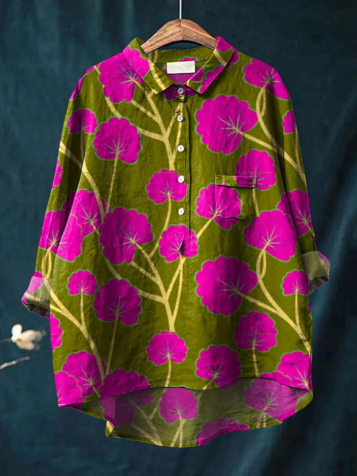 Lidia | Women's Vintage Flower Art Print Casual Shirt