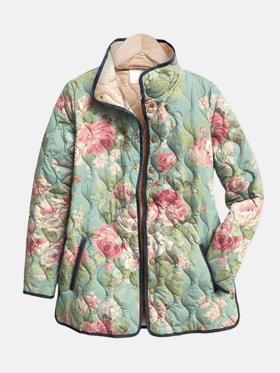 Tamika | Retro Floral Patterned Quilted Jacket