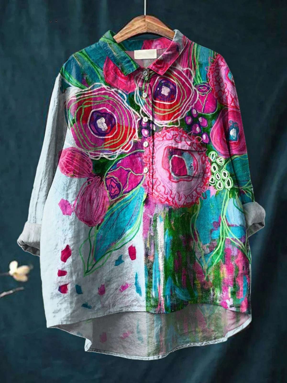 Laila | Vintage Lovely Floral Art Print Casual Shirt