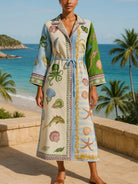 Ellen | Belted Printed Twill Midi Shirt Dress Dress