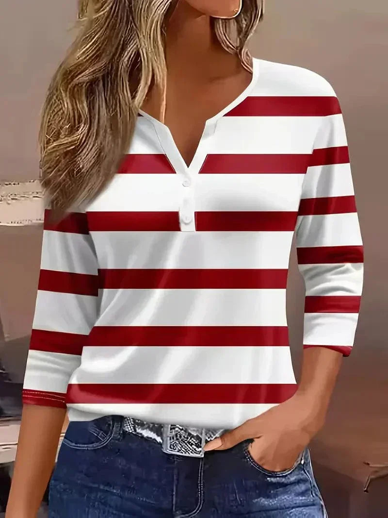 Patty | Striped V-Neck Top