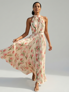 Tere | Halter Neck Floral Midi Dress