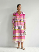 Georgia | Easy Flow Patterned Stripe Midi Dress