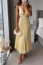 Ericka | Cut Out Waist Sleeveless Pleated Maxi Dress