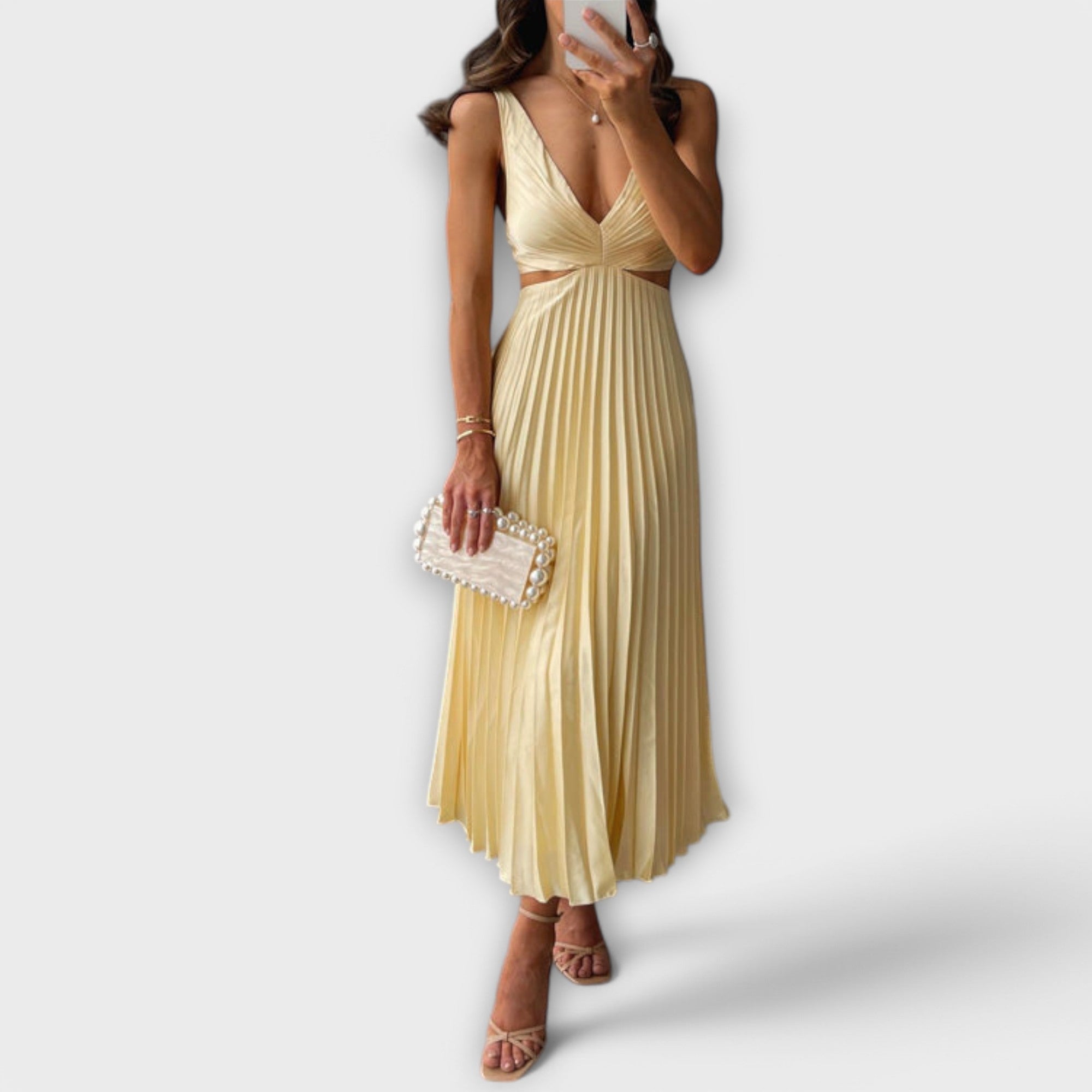 Celina | Elegant Midi Evening Dress with Pleating