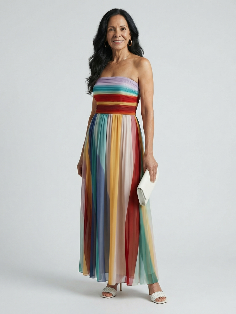 Stephanie | Light Stripe Maxi Dress