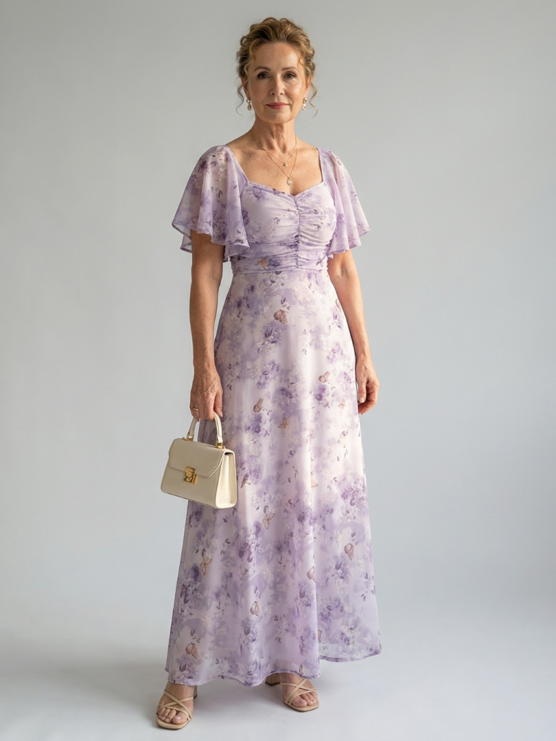 Linda | Flutter Sleeve Midi Dress