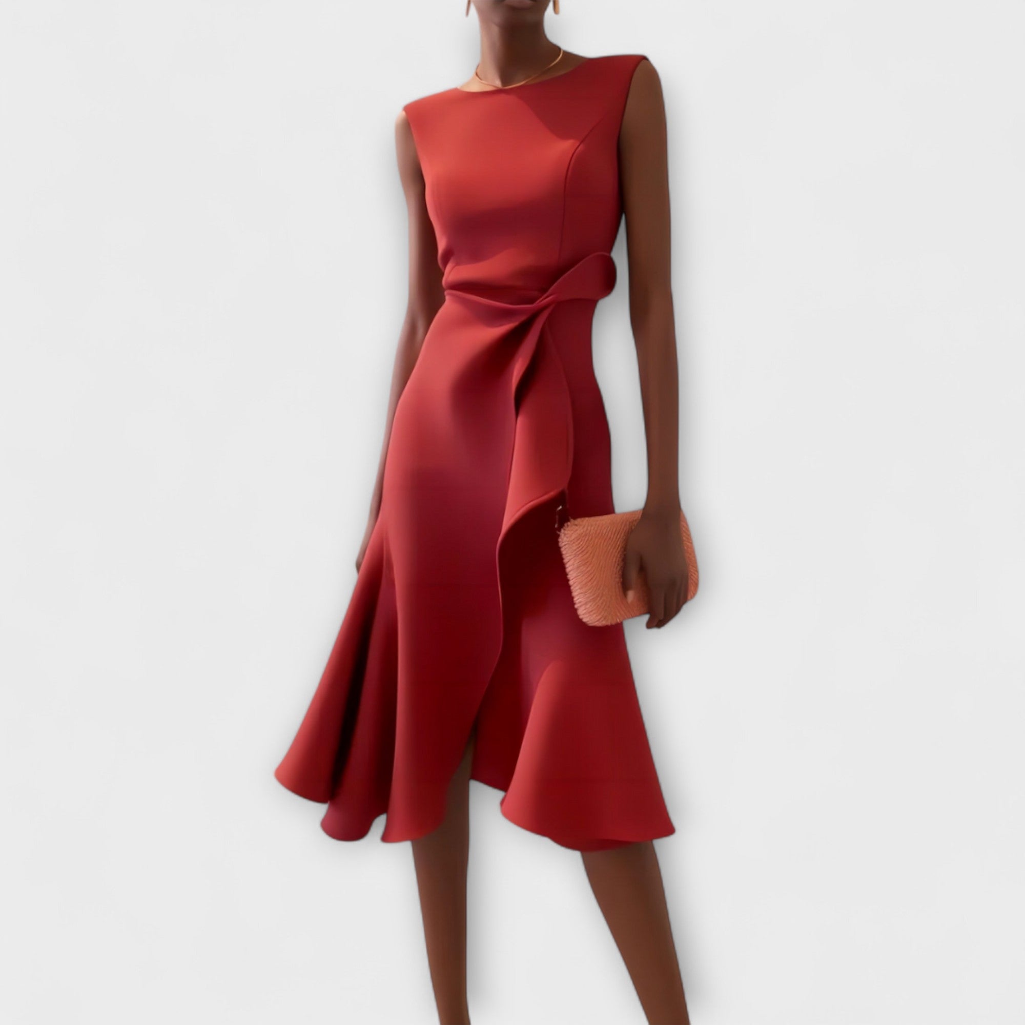 Kendra | Draped Asymmetric Midi Dress