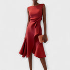 Kendra | Draped Asymmetric Midi Dress