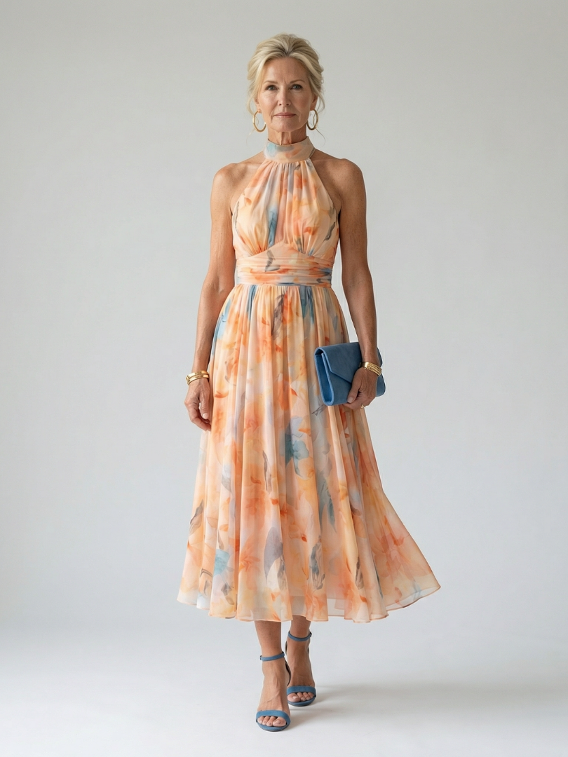 Elvia | Soft Halter Midi Dress
