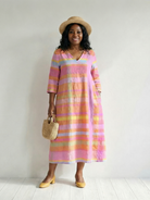 Magaly | Easy Drape Stripe Midi Dress