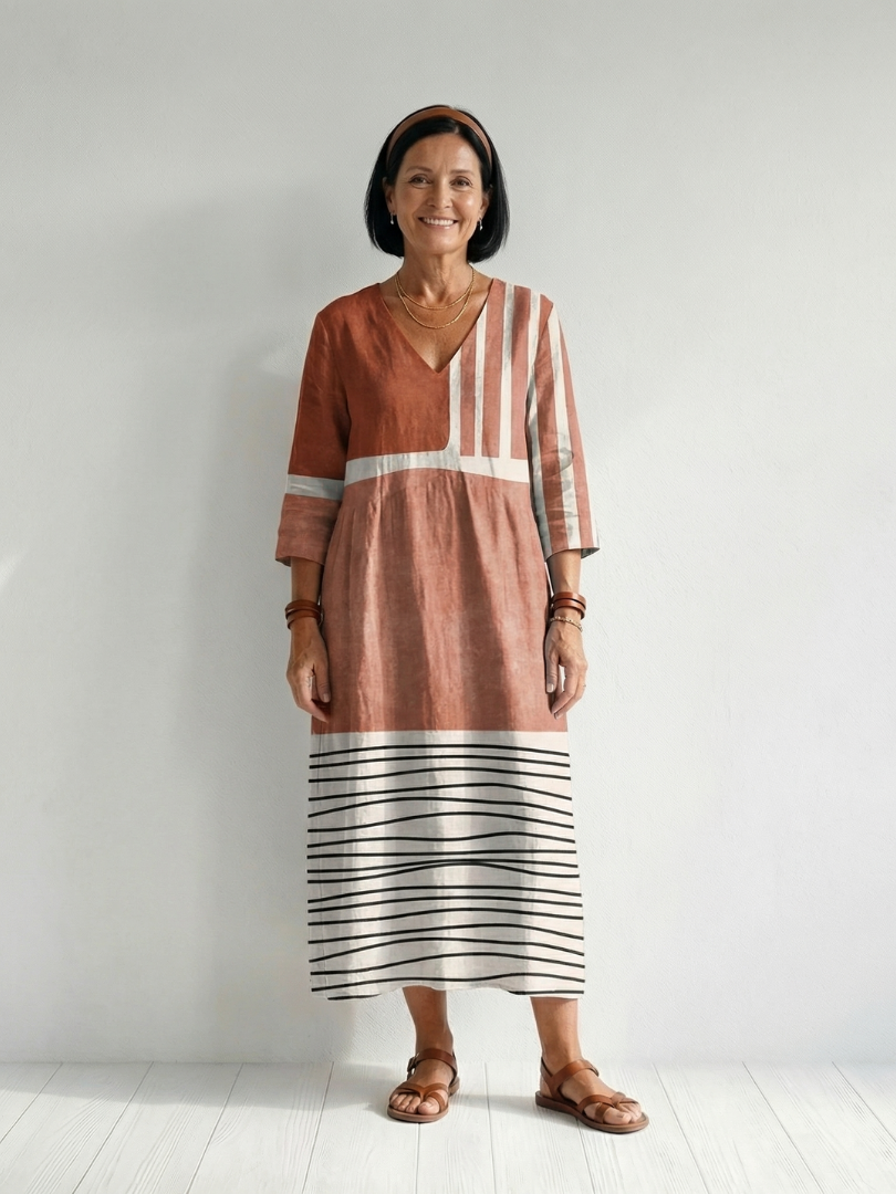 Rosalinda | Easy Mixed Stripe Midi Dress