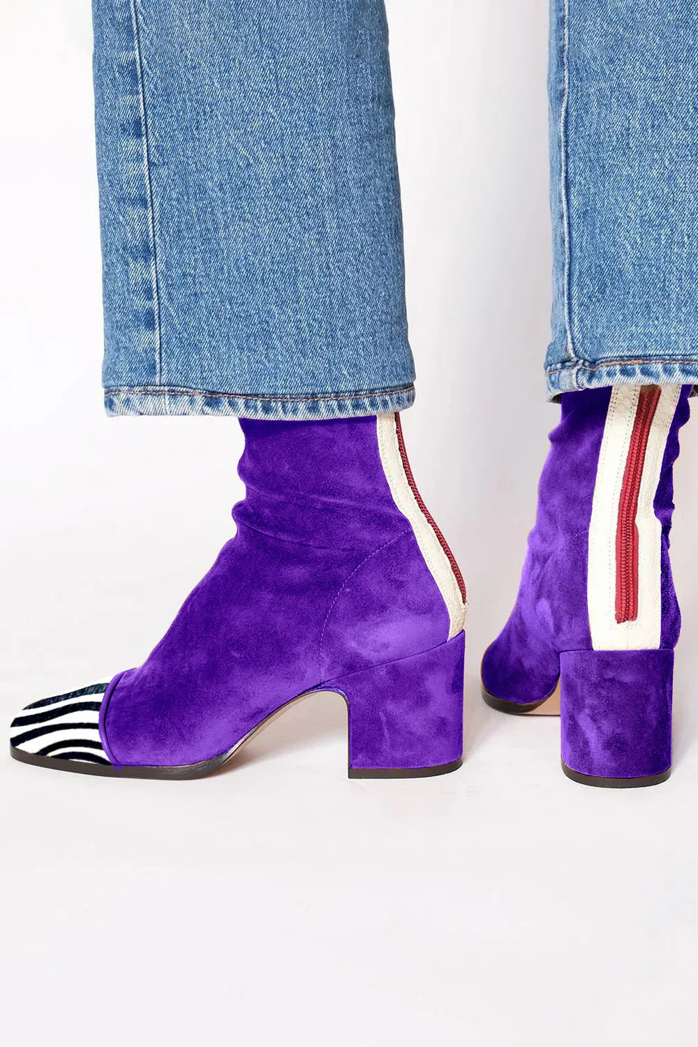 Ileana | Heel Ankle Boot Purple with Print