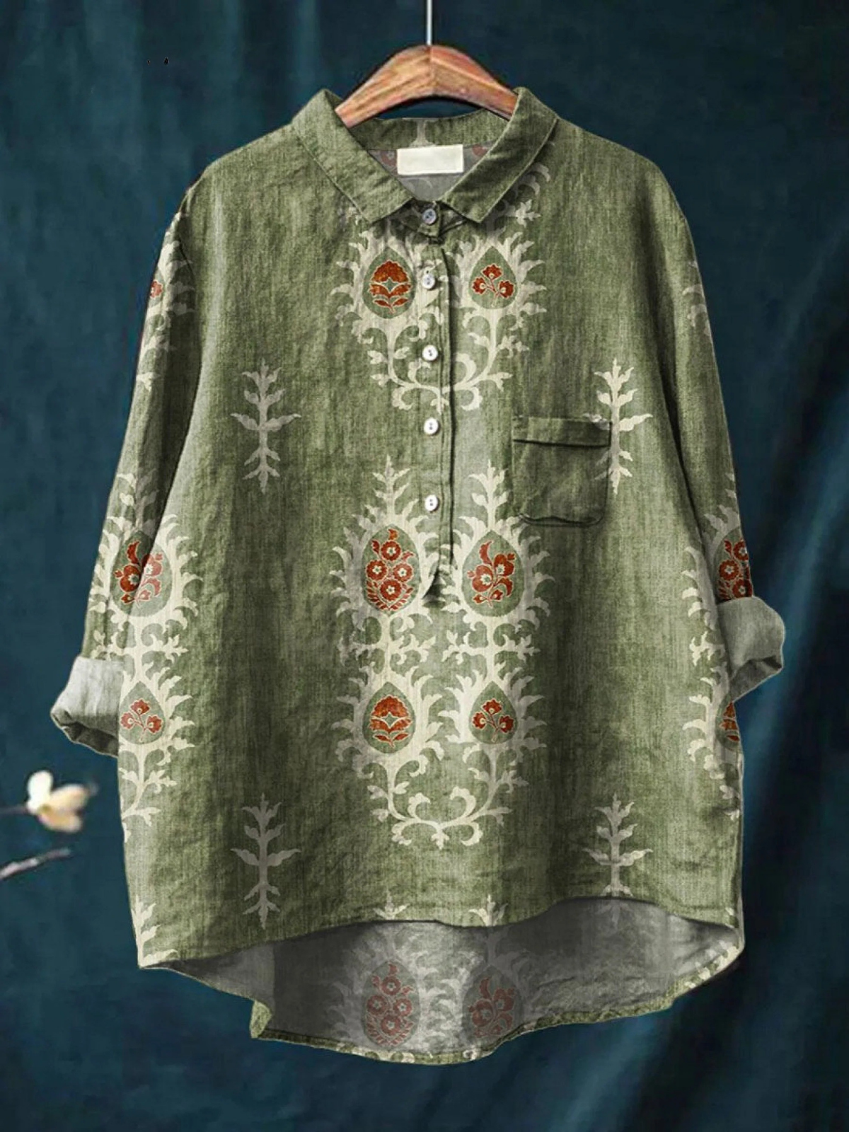Nicki | Women's Vintage Ethnic Floral Art Print Casual Shirt