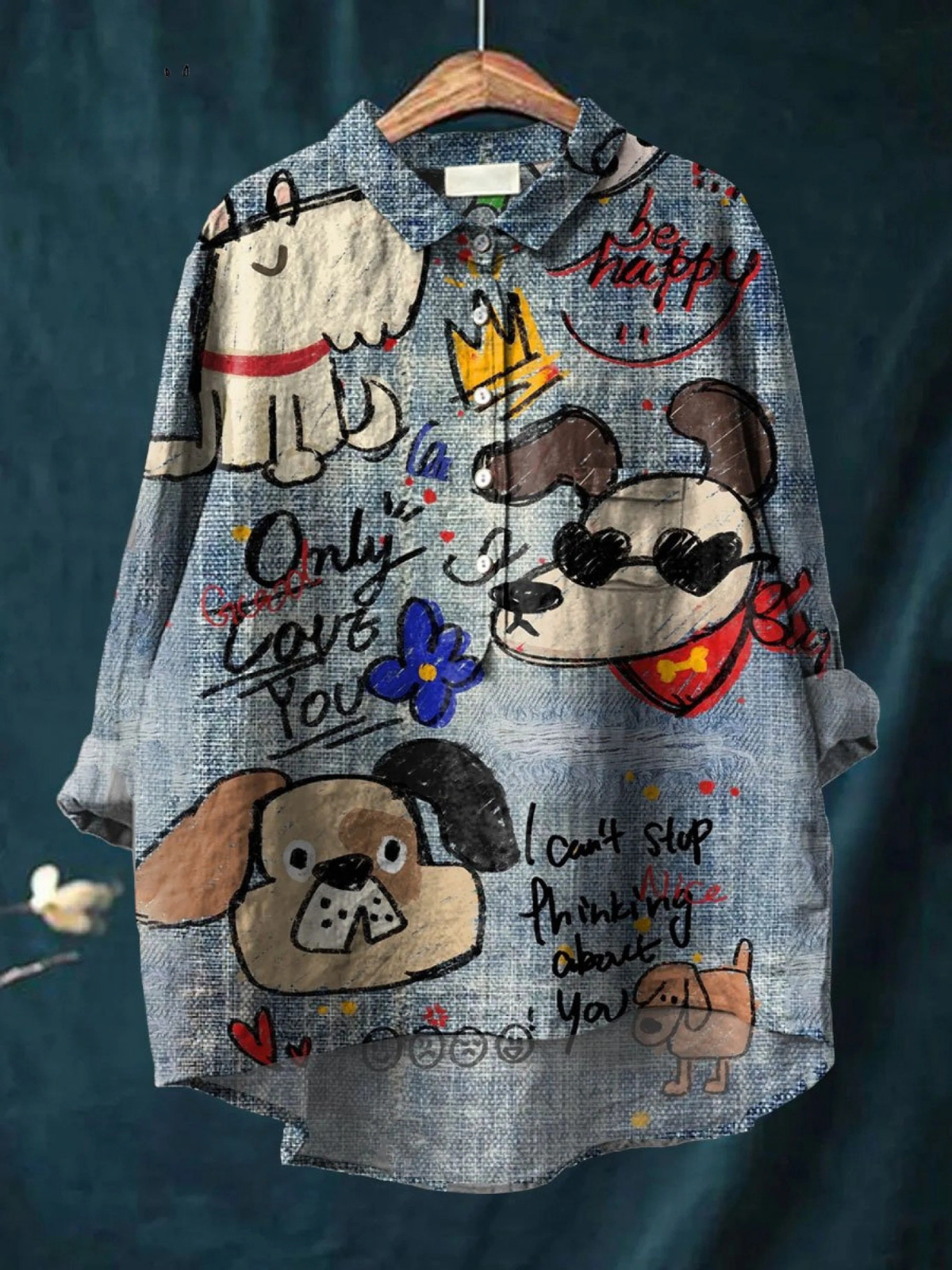 Olga | Cute Dog Art Print Casual Shirt