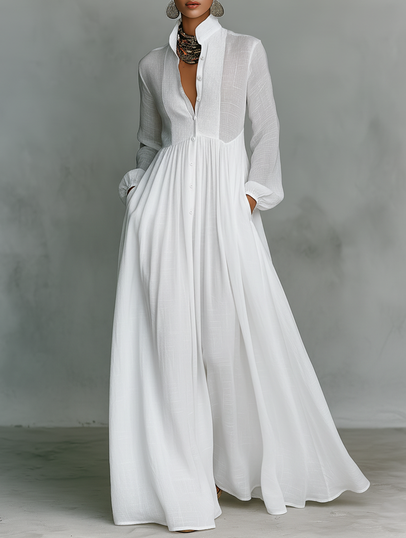 Monika | Flowing Button-Front Maxi Dress
