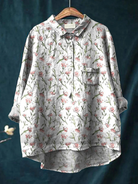 Elida | Pink Spring Floral Repeat Pattern Printed Women's Casual Shirt
