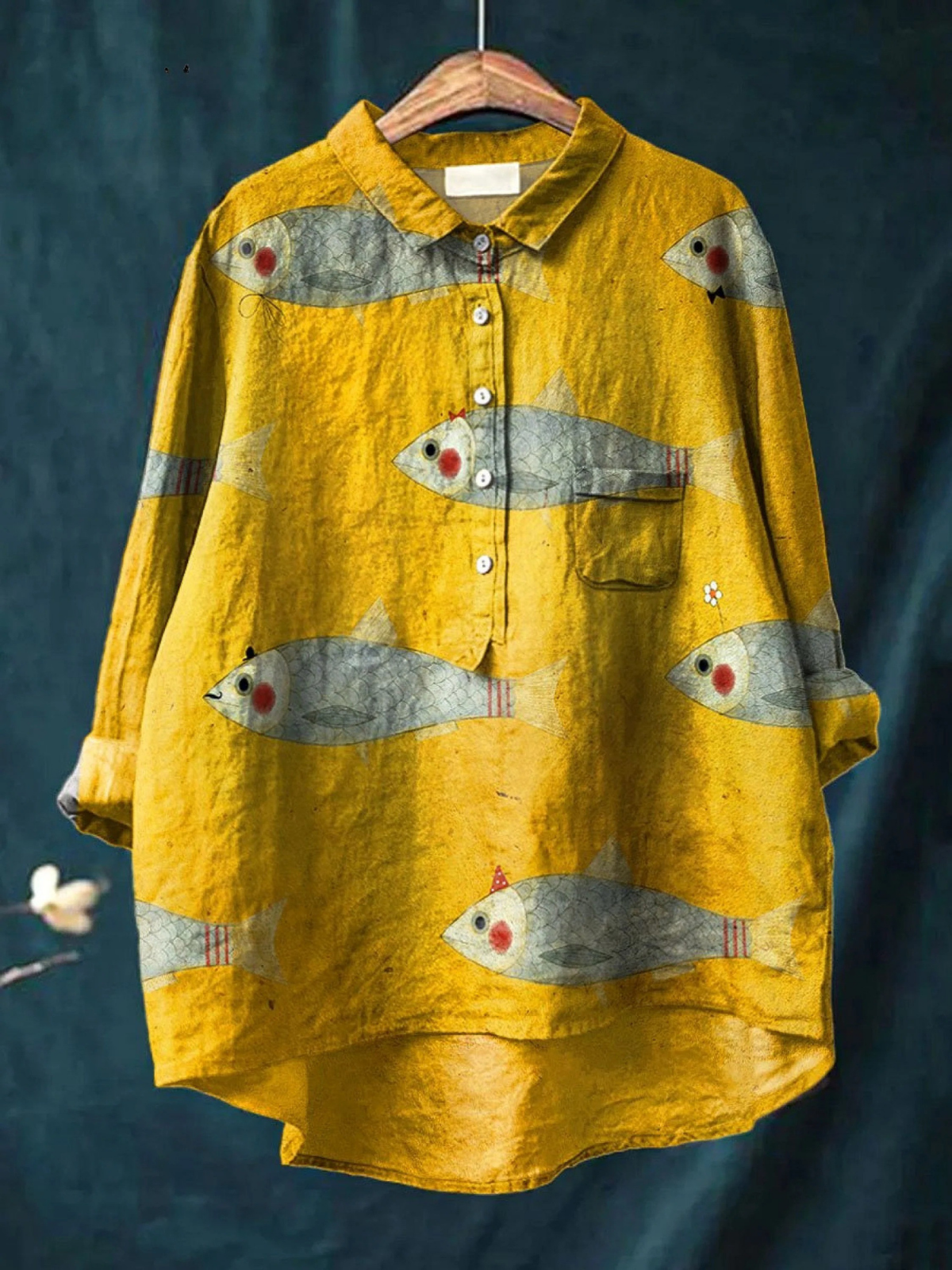 Kerri | Women's Vintage Fish Art Print Casual Shirt