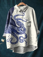 Pooja | Women's Deep Sea Octopus Tentacles Art Print Casual Shirt