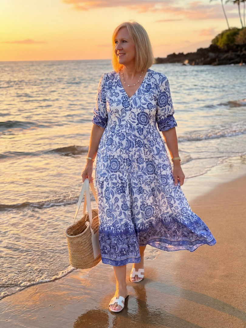 Alejandra | Porcelain Midi Dress