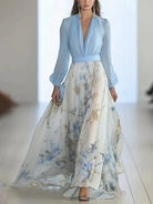 Estrella | Stunning Floral Print V-Neck Maxi Dress Dress