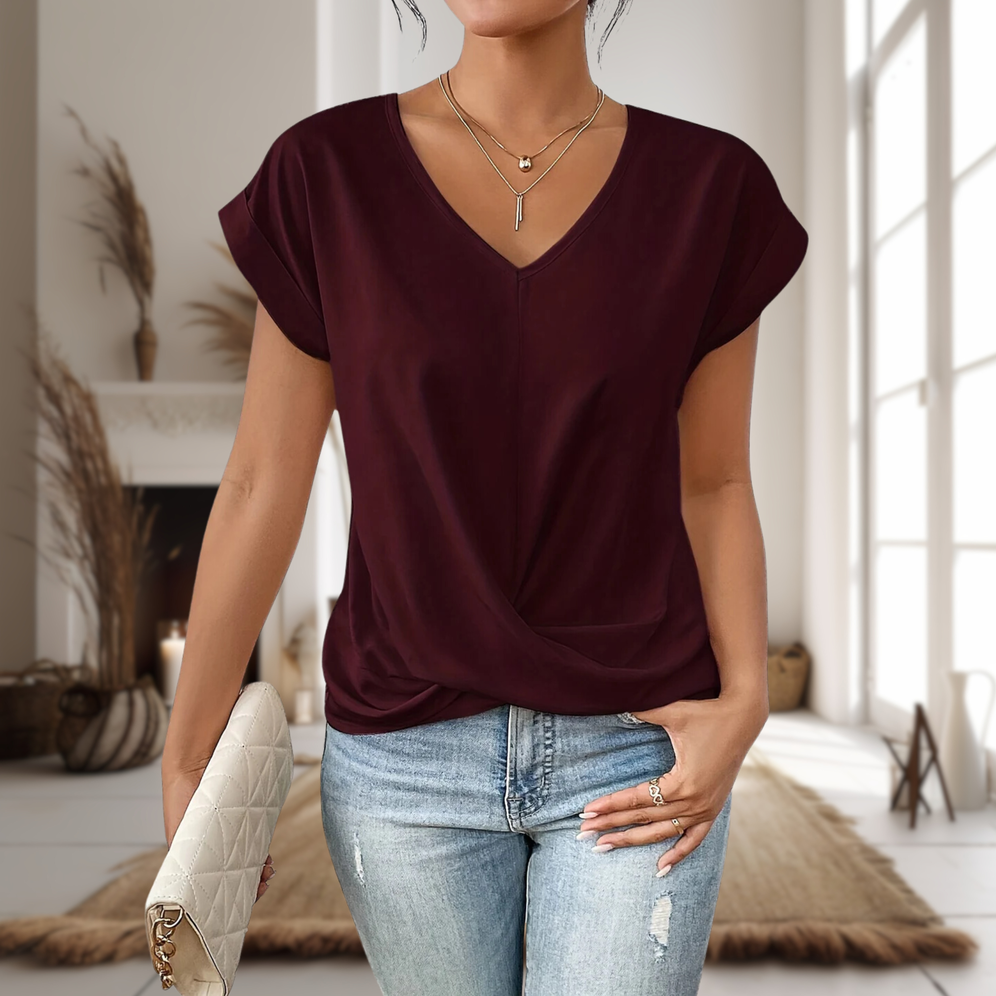 Joann | Casual Sweetheart Neck T-Shirt