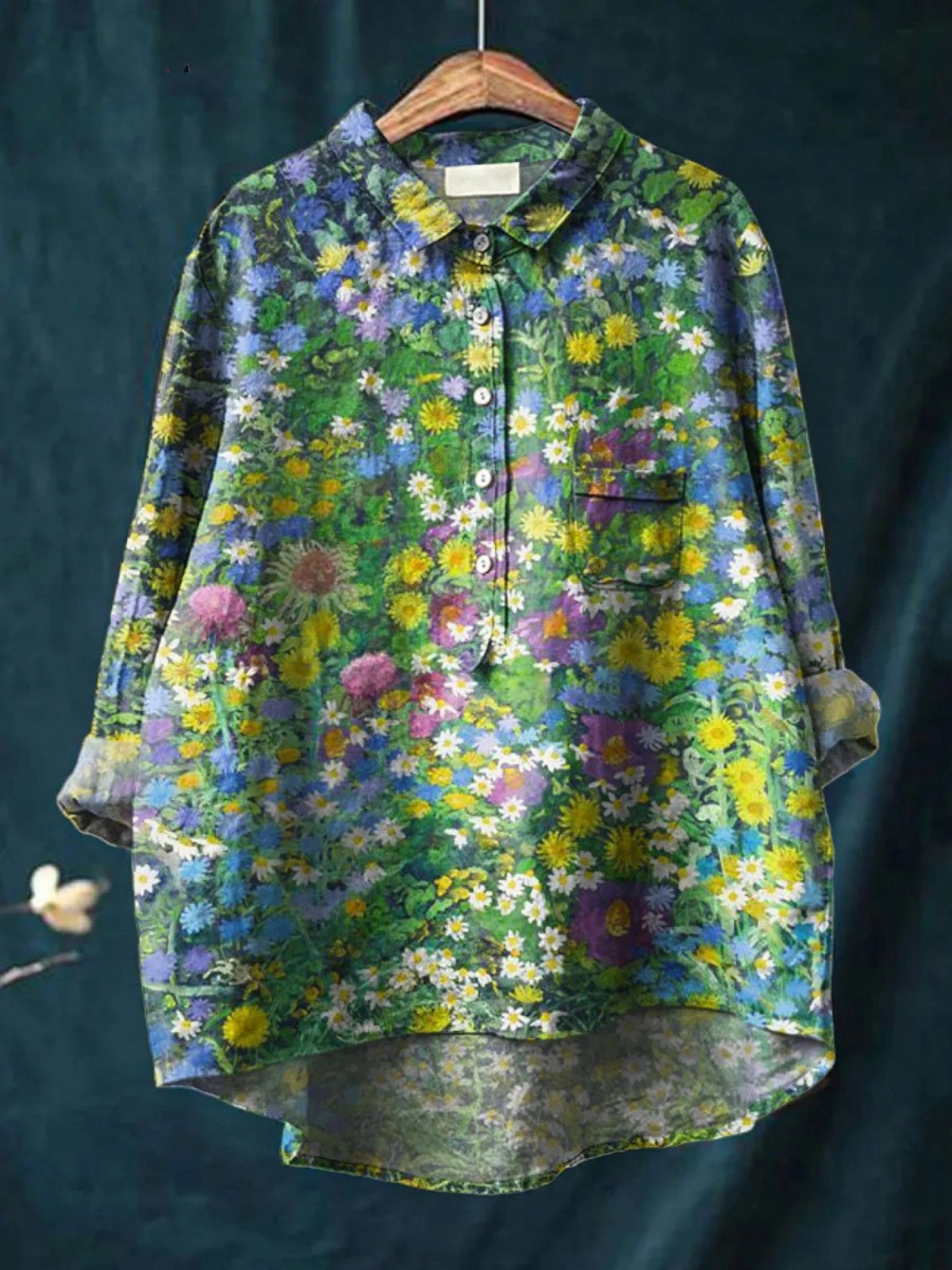 Gabrielle | Women's Vintage Floral Art Print Casual Shirt