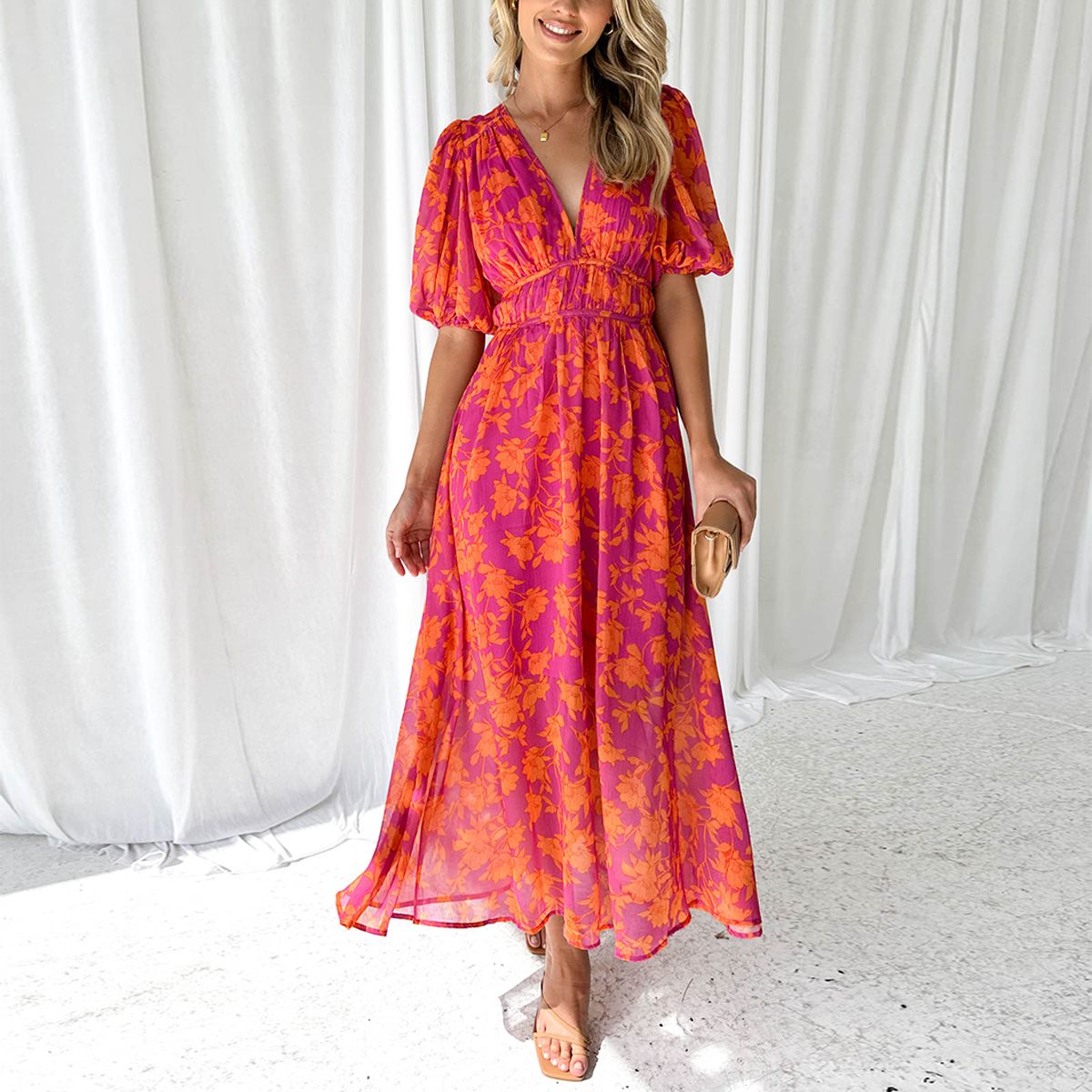 Mayra | Modern Floral Midi Dress