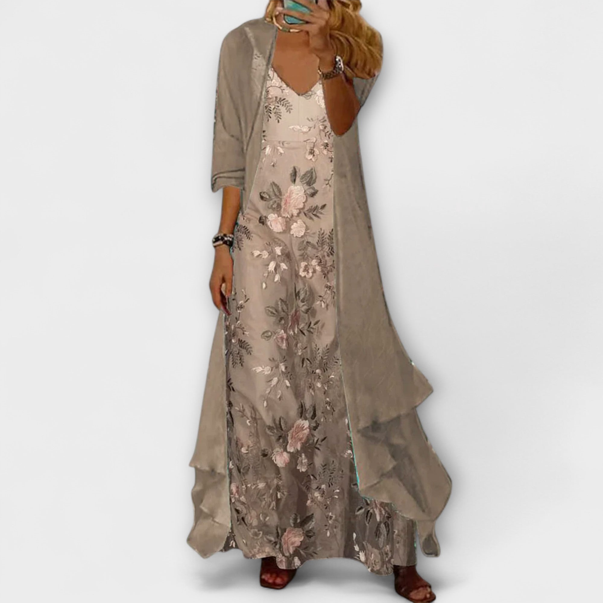 Johana | Elegant Maxi Dress Two-Piece Set