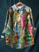 Juana | Vintage Funny Fish Art Print Casual Shirt