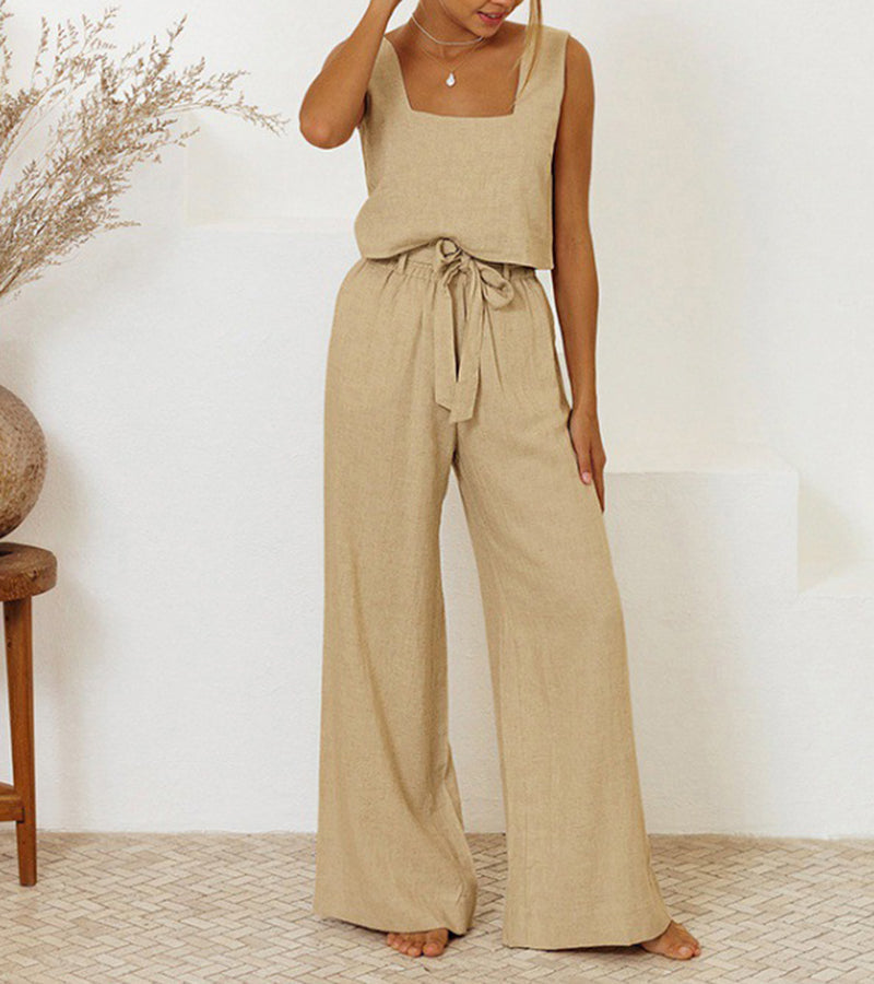 Erika | Minimalist Top Set and Wide Leg Pants
