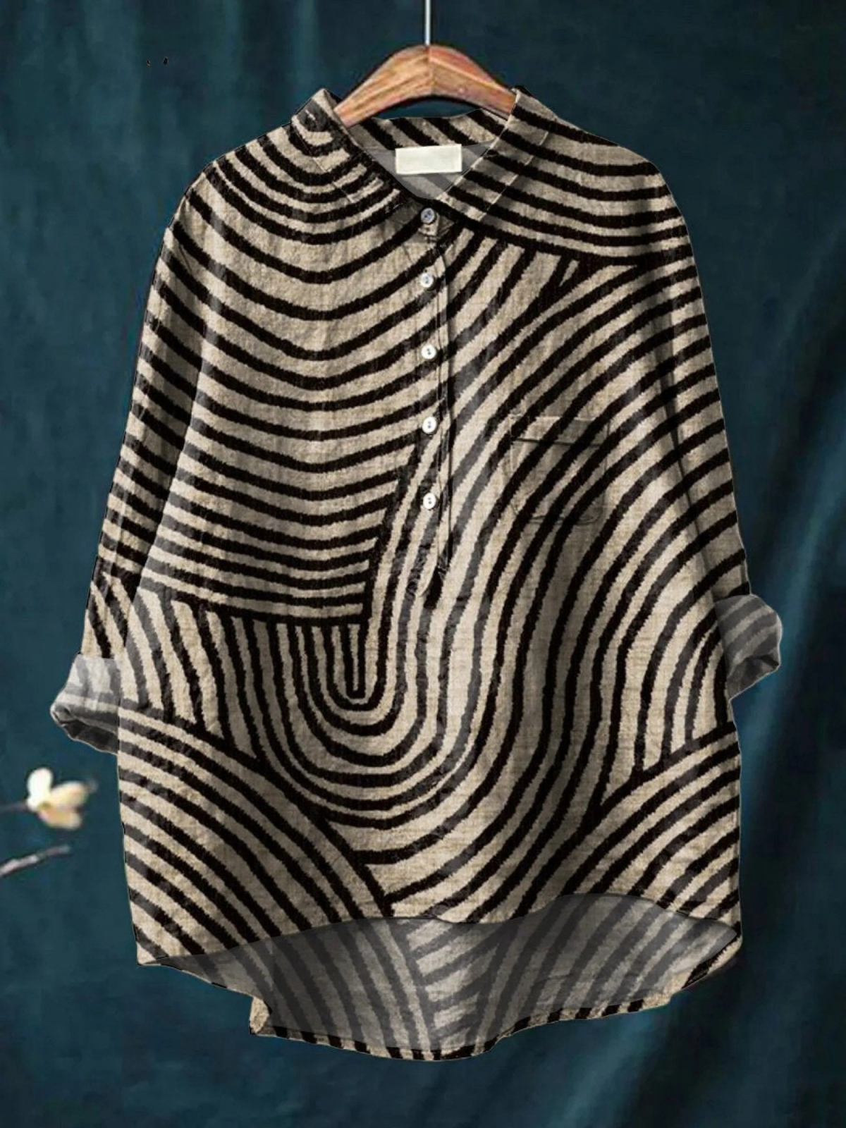 Isela | Women's Circular Line Pattern Print Casual Shirt