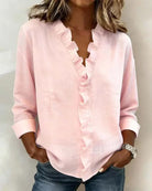 Betsy | Blouse with Ruffles, V-Neck and Long Sleeves