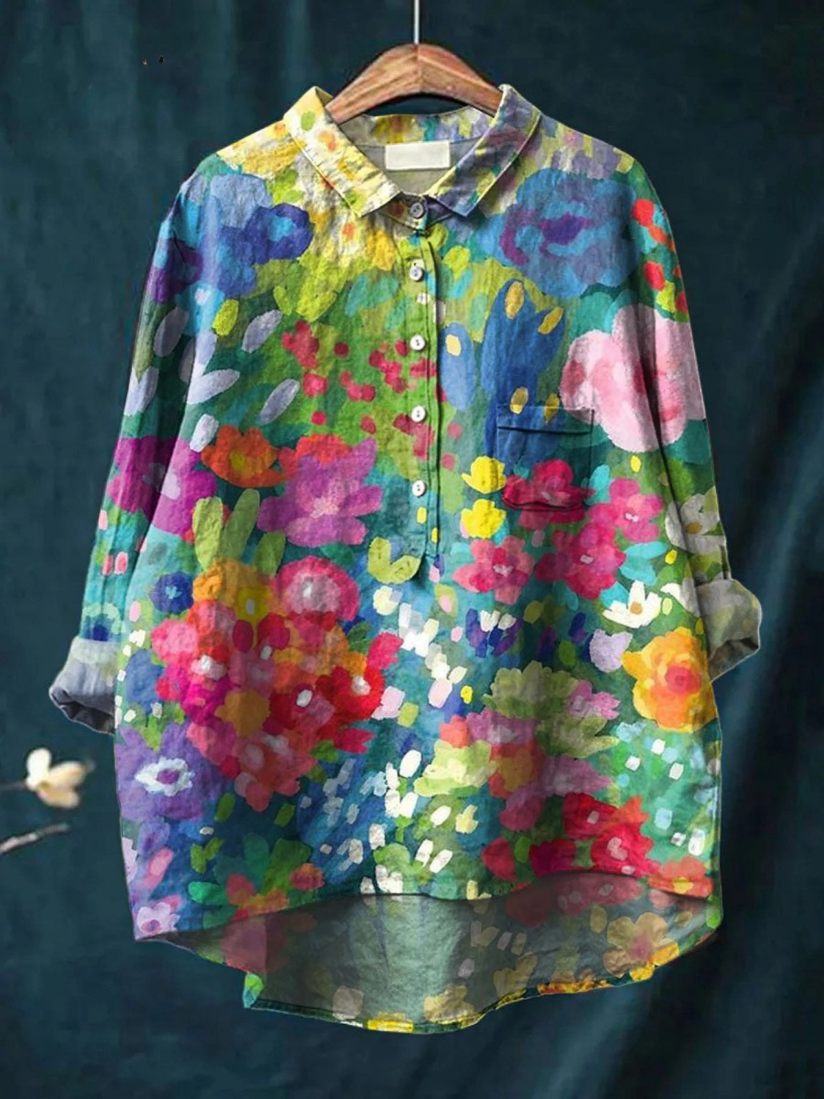 Roberta | Women's Vintage Lovely Floral Art Print Casual Shirt