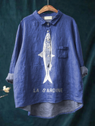 Lorna | Sardine Fish Graphic Printed Women's Casual Shirt