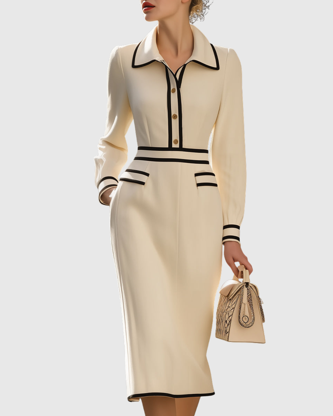 Lili | Tailored Midi Dress with Button Details