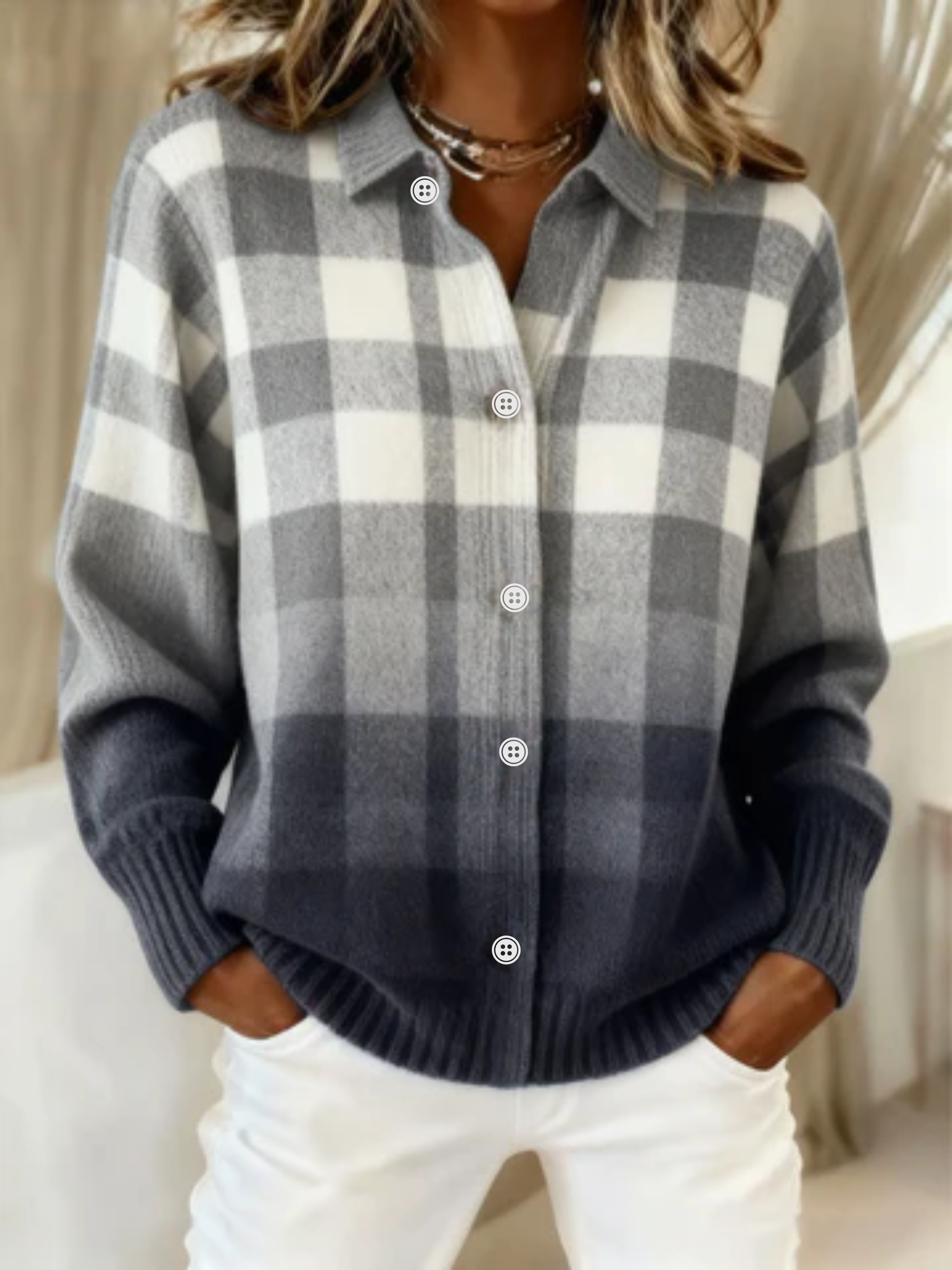 Aracely | Checked Hoodie Blouse