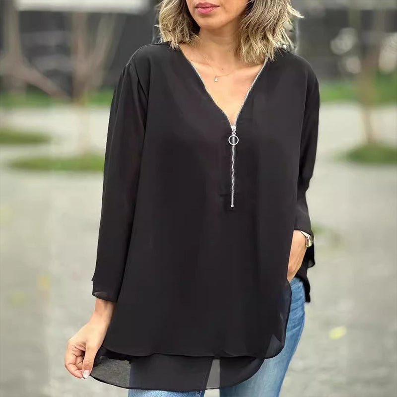 Candice | Chiffon Zipper Blouse