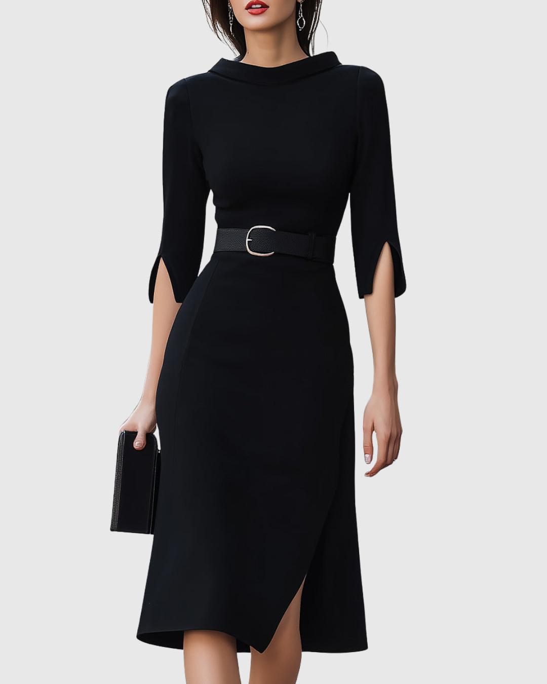 Tracie | Classic Black Midi Dress