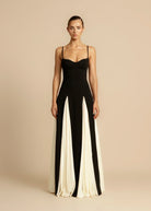 Faye | Elegant Contrast Ruffles Maxi Dress
