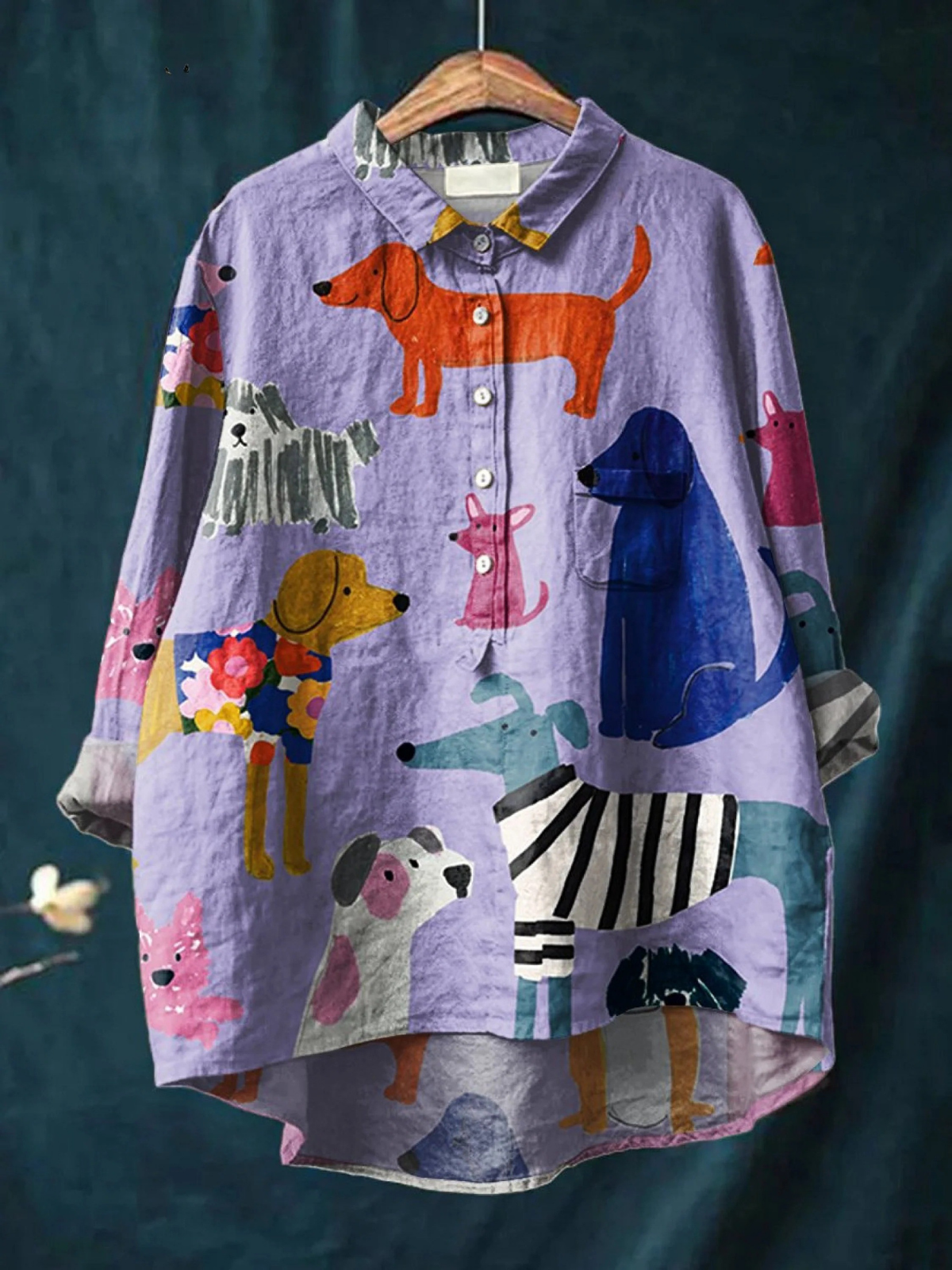 Jazmine | Women's Dog Art Print Casual Shirt