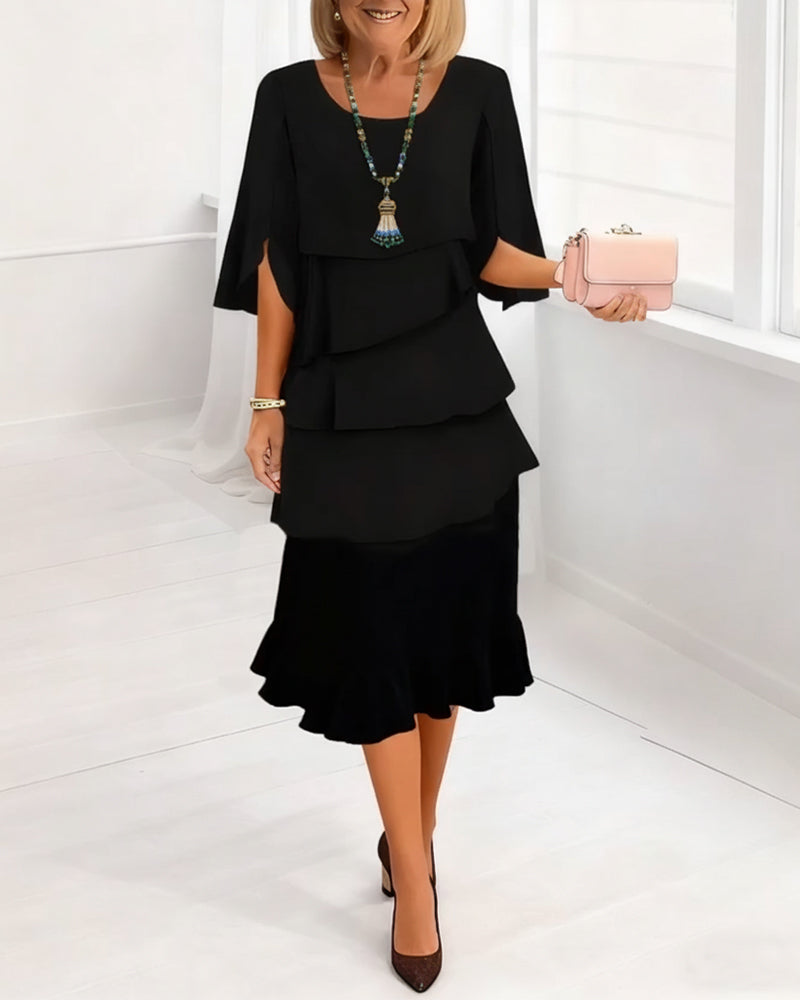 Izzy | Elegant Split-Sleeve Midi Dress