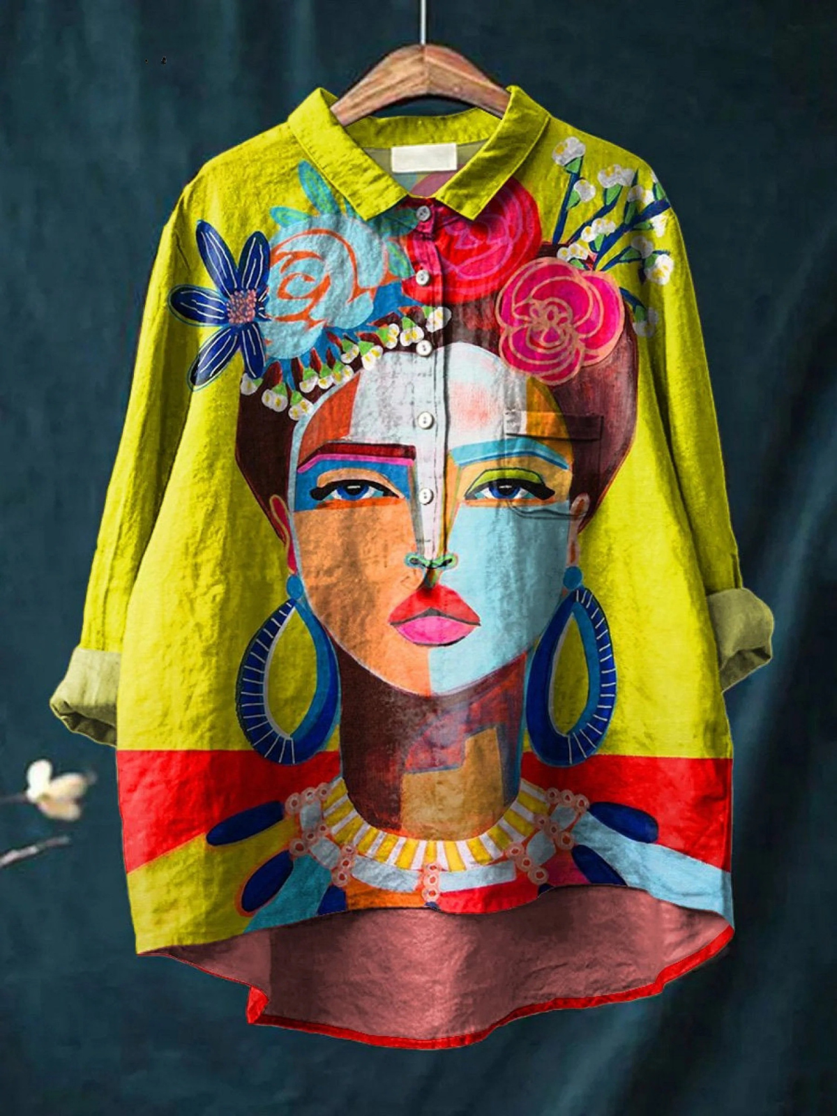 Lucia | Oil Freda Portrait Art Printed Women's Casual Shirt