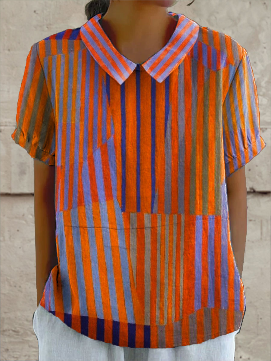 Milagros | Geometric Striped Shirt