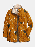 Debi | Casual Black Cat Halloween Print Quilted Jacket