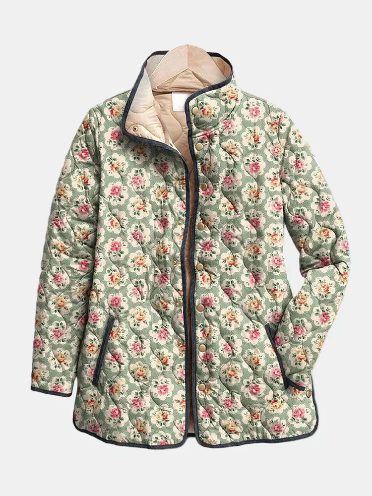 Ester | Vintage Floral Art Print Quilted Jacket