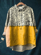 Susana | Women's Yellow Color-Blocked Dots Print Casual Shirt